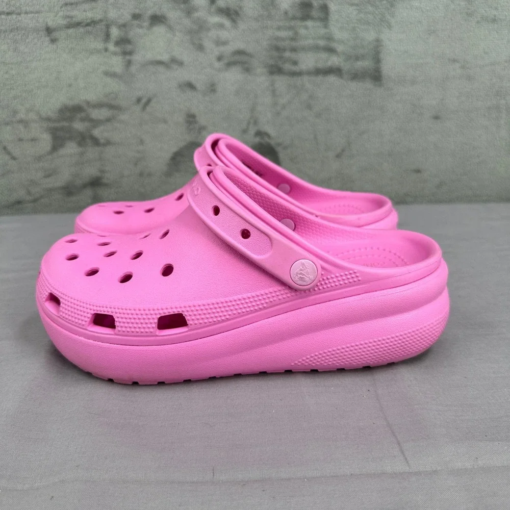 Crocs Cutie Crush Clog Girls Size J6 Pink Platform Lightweight Slip On Shoes